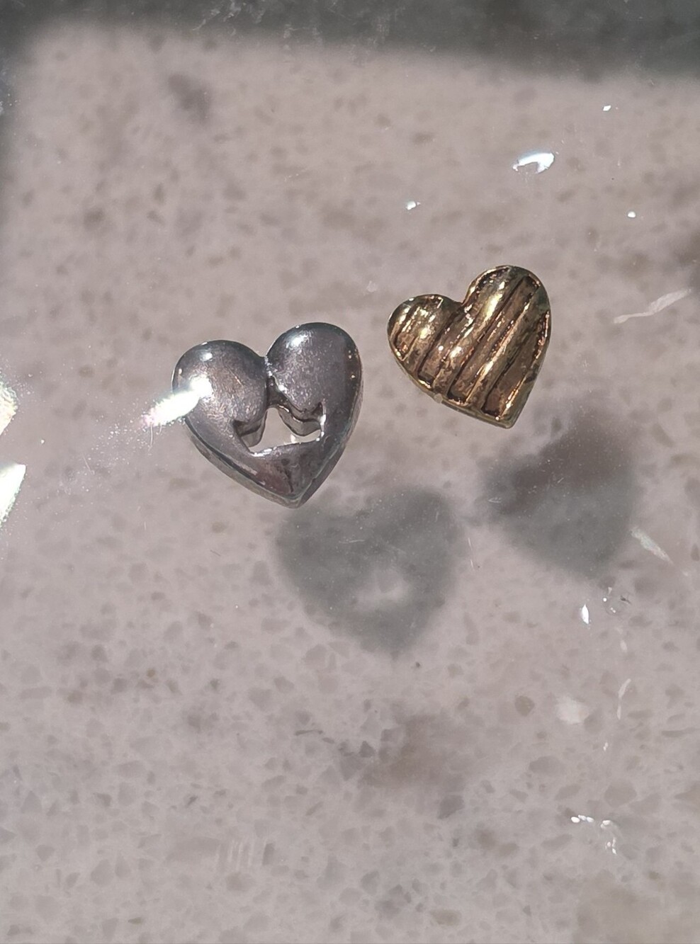 Disney Discontinued Origami Owl Silver and Gold Heart Charms
